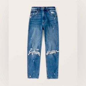 Abercrombie High Rise Mom Jeans - medium ripped wash - 28 - 6R